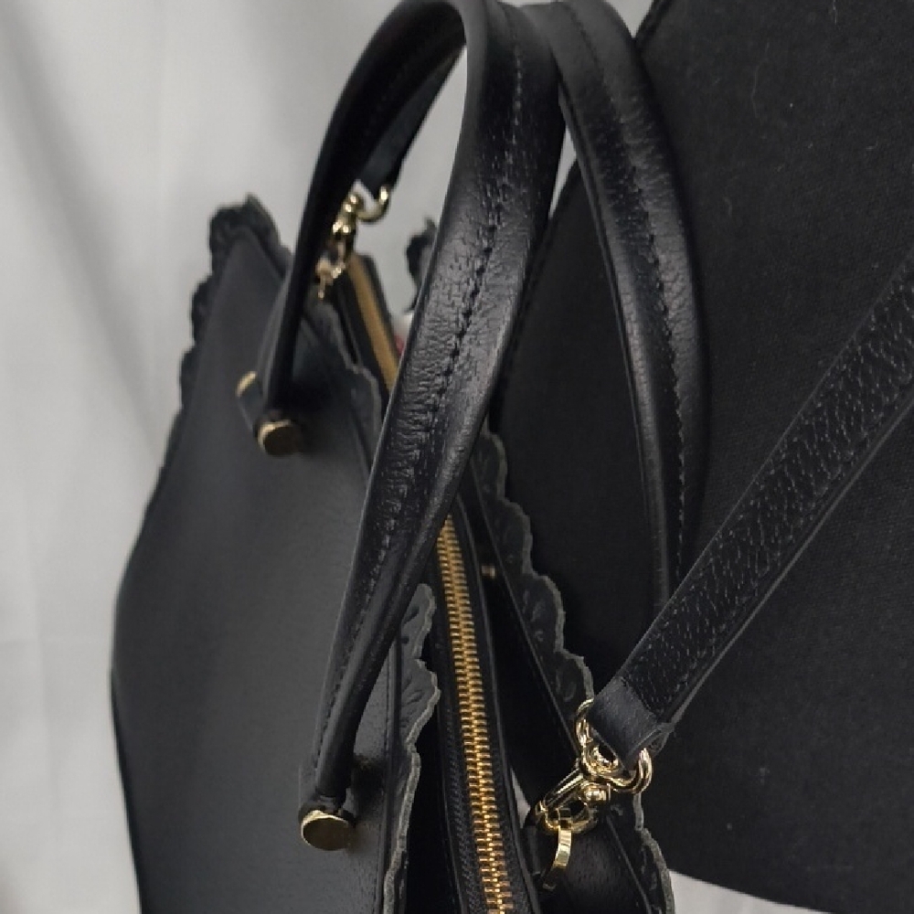 Kate Spade Fordham Court Marielle black leather satchel with lace cutout trim - Picture 11 of 16